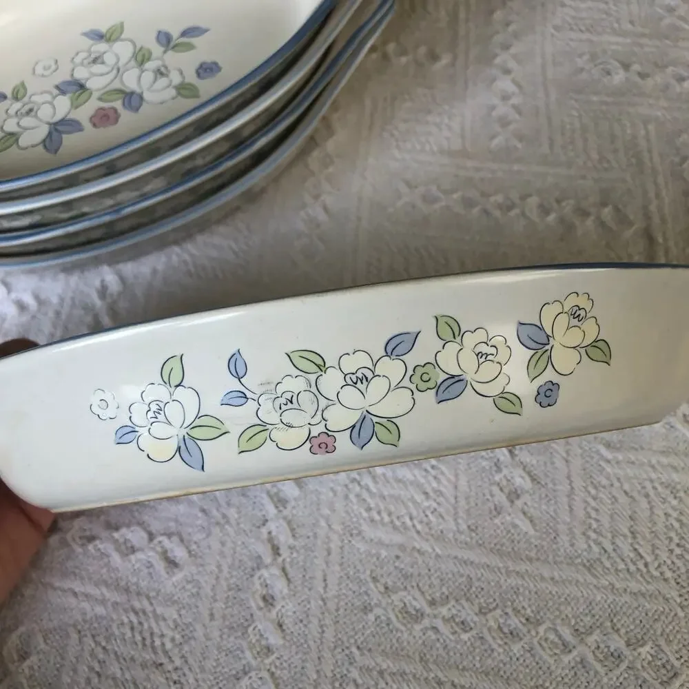 VTG Chantilly Floral‎ Casserole Serving Dish Japan Hand Painted Set of 5 Cottage